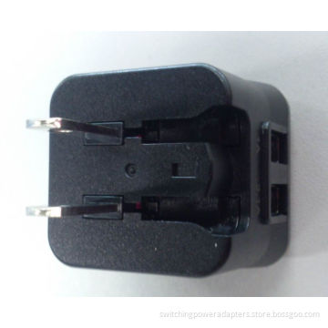 Foldable Us Plug Universal Travel Power Adapter , Dual Usb 15w Power Charger